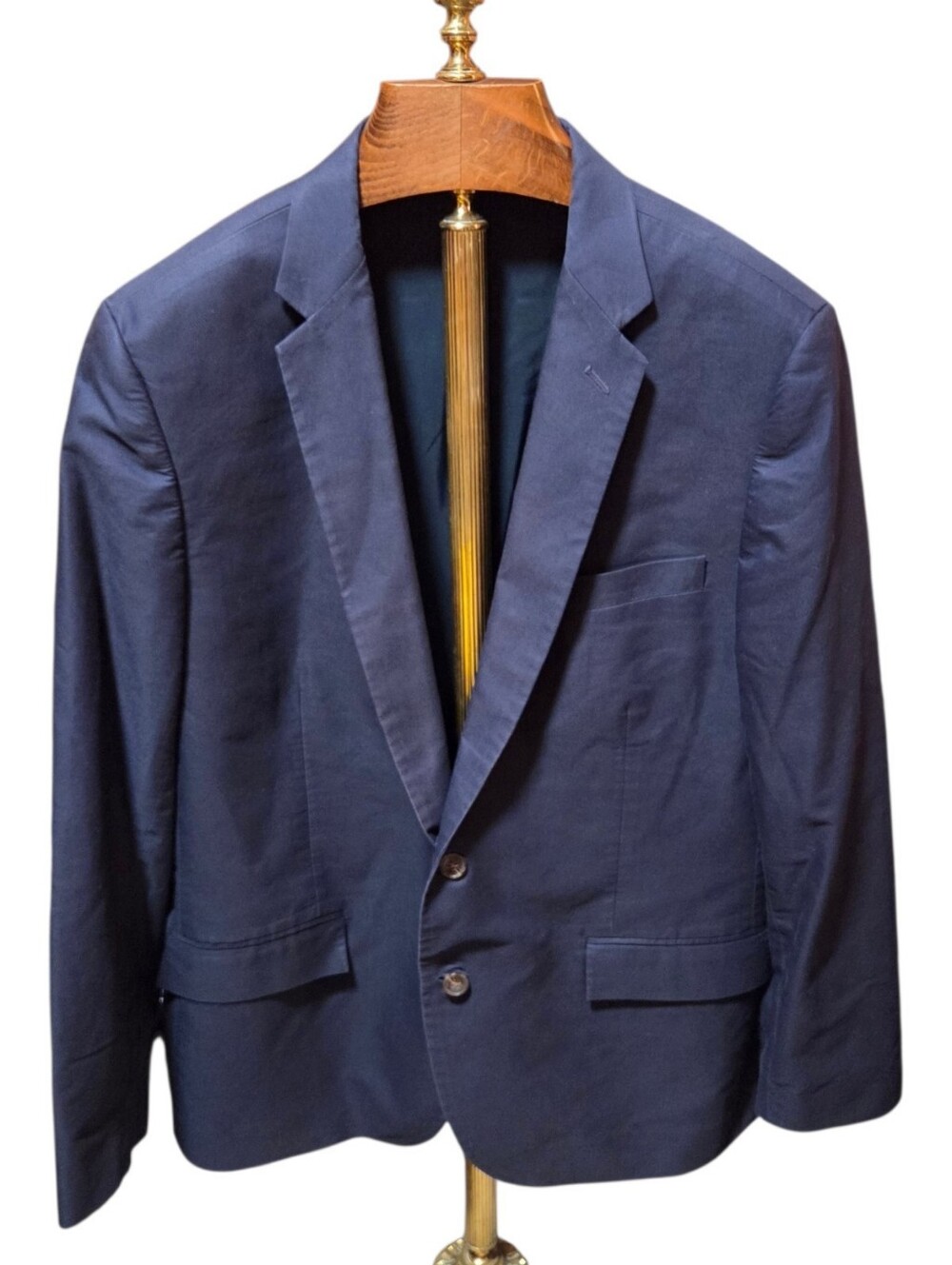 J. Crew Thompson Navy Blue Cotton Blazer Sport Coat Mens Suit Jacket Sizr 46R
